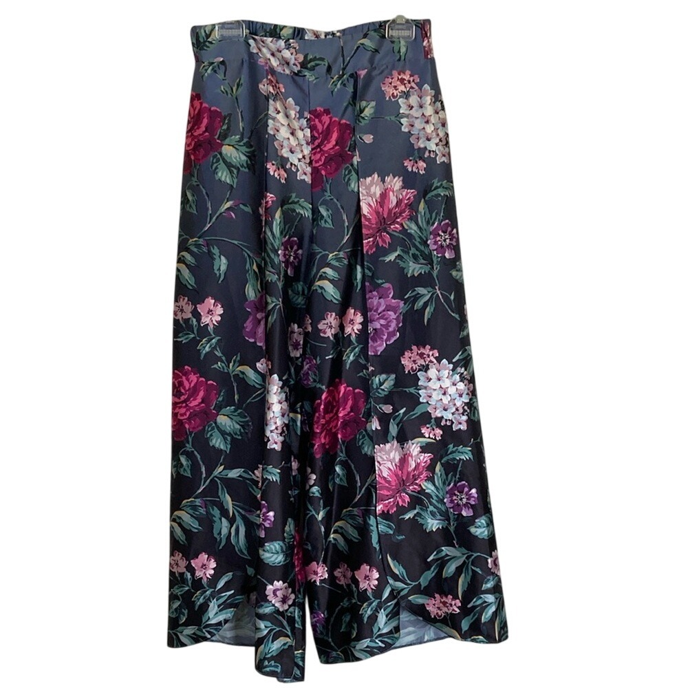 Victorias Secret Womens Pull On Wide Leg Slit Front Floral Pajama Pant Size M